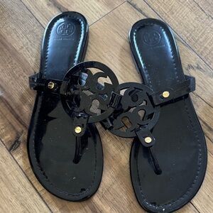 Tory Burch Black Patent Sandals